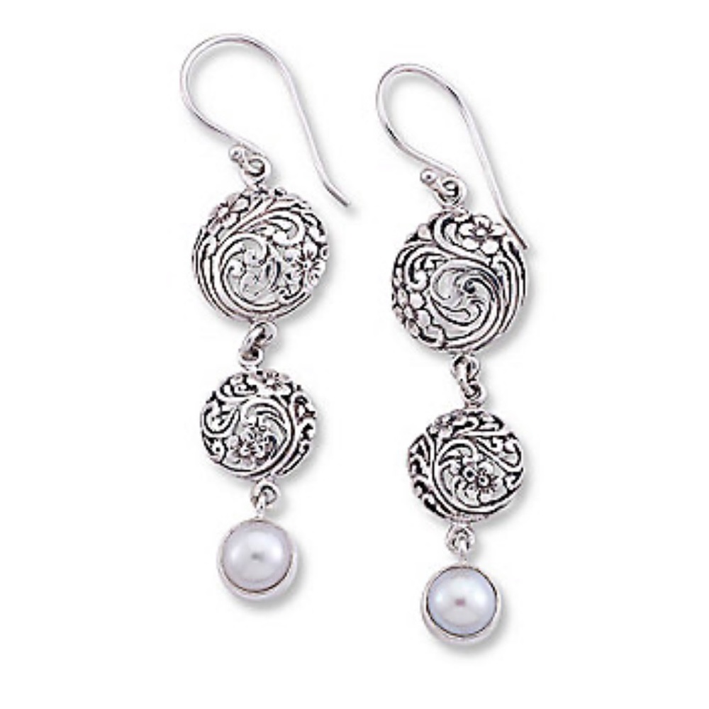 Samuel B. Silver triple drop Pearl Drop Earrings